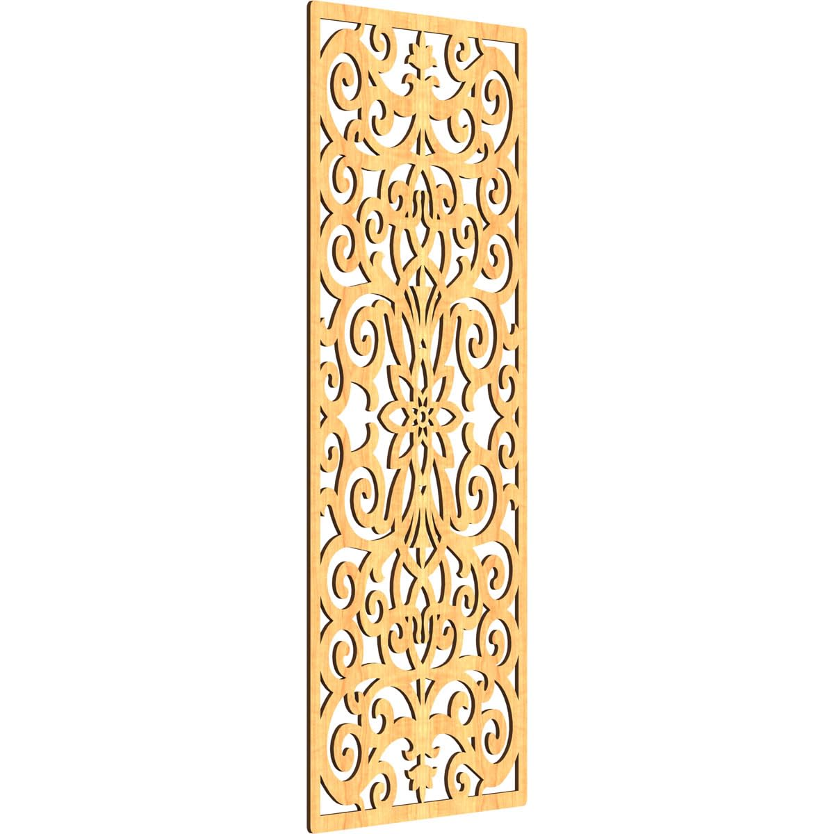 23 3/8"W x 59 3/8"H x 1/4"T Buel Decorative Fretwork Wood Wall Panels, Cherry