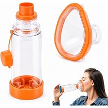 Inhaler Spacer for Adults with Soft Silicone Mask, Large Valved Holding Chamber, Portable Spacer for Inhaler Use