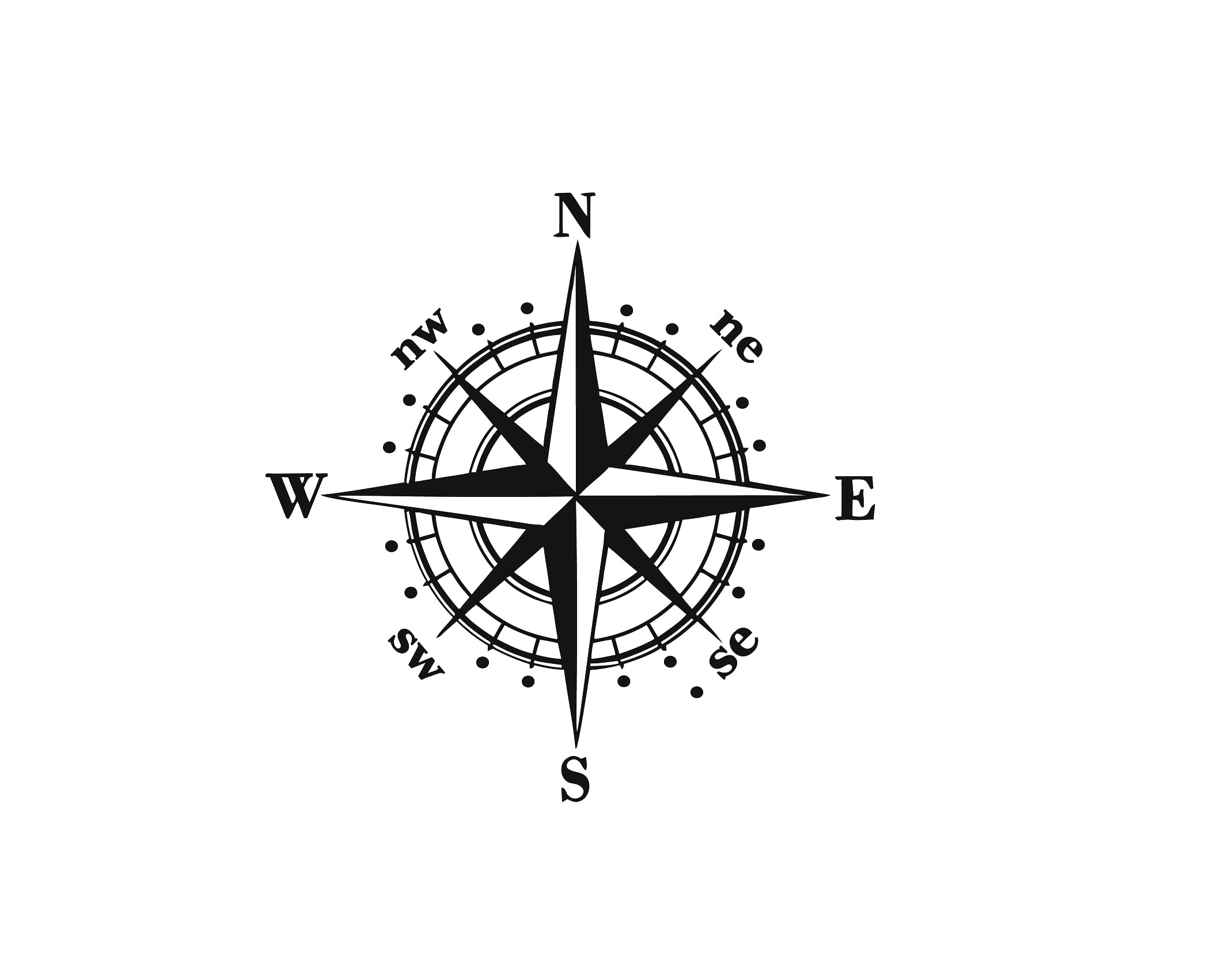 ISEE 360® Compass Vinyl Car Stickers & Decals L x H (15.00 x 15.00cm) (Black)-image-1