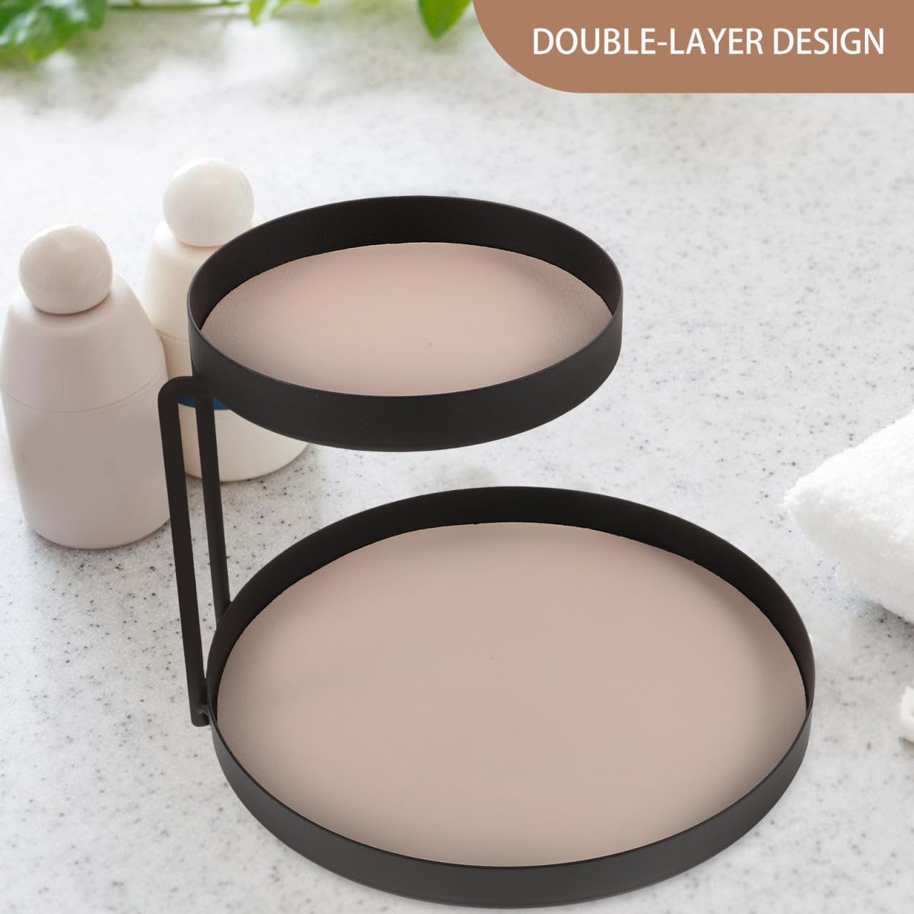 Perfume Tray Organizer Double-Layer Jewelry Dresser for Makeup and Accessories Elegant and Design Compact Bathroom Counter Storage Finish