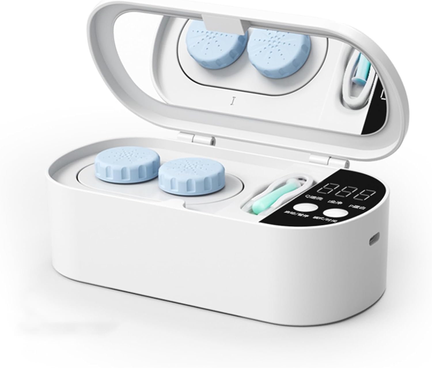 Nano-Level Megasonic Hard Cornea Flushing Machine with Digital Display, Portable Automatic Contact Lens Cleaner, 3-Cleaning Modes, Type-C Charging Port, for Home