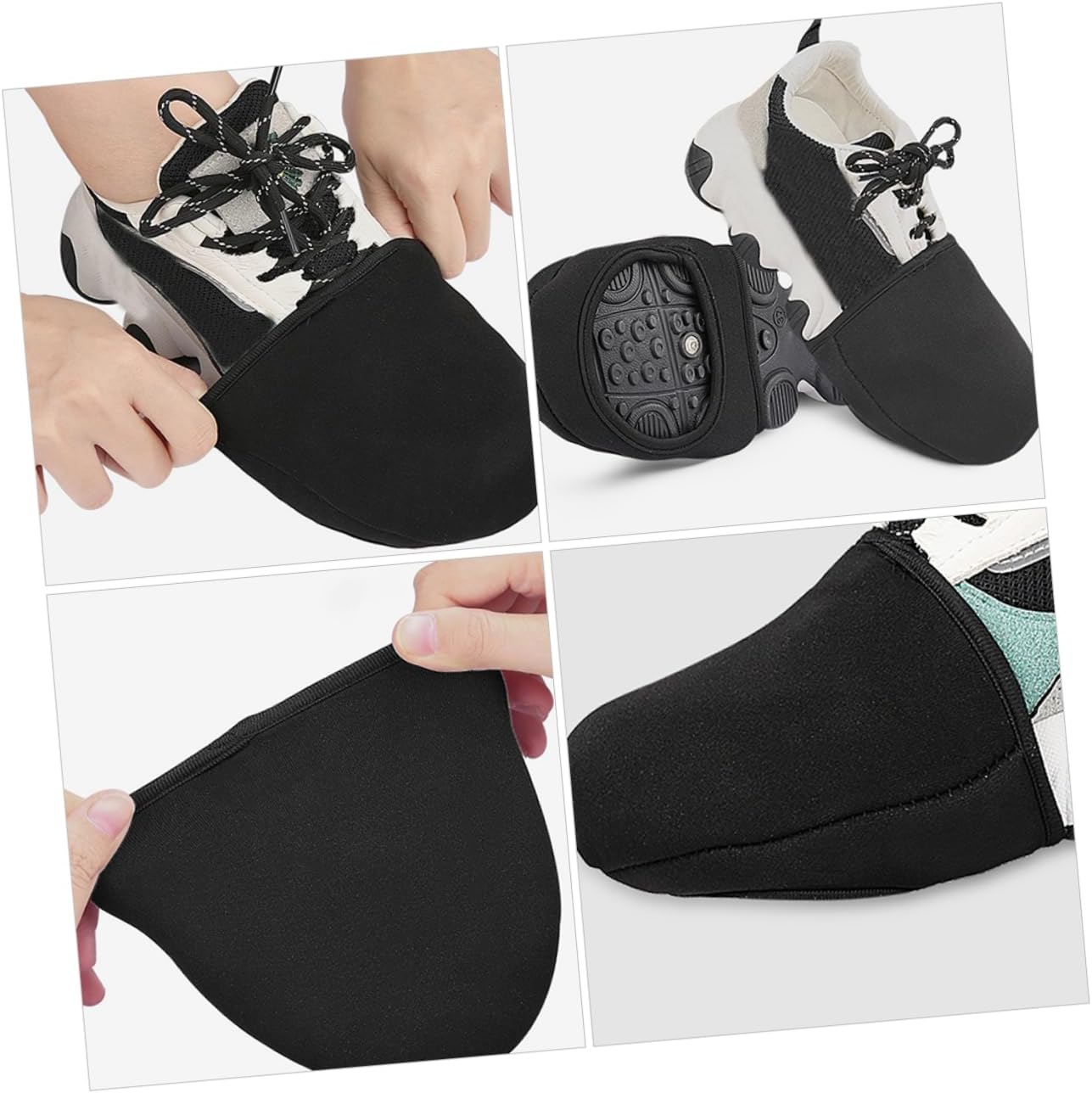 MERRYHAPY Cycling Half Shoe Covers Windproof Thermal Overshoes for Men Women Soft and Thick for Cold Weather Protection for Outdoor Cycling Activities Black