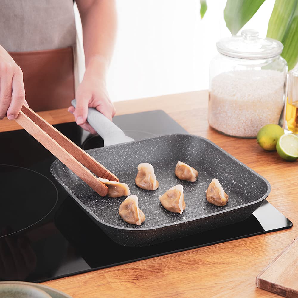 Cecotec Grill Polka Exclusive 28 Grill Wood&Rock. Diametro 28 cm, manico in bachelite freddo, alluminio forgiato, rivestimento antiaderente in teflon, lavabile in lavastoviglie e tutte le cucine
