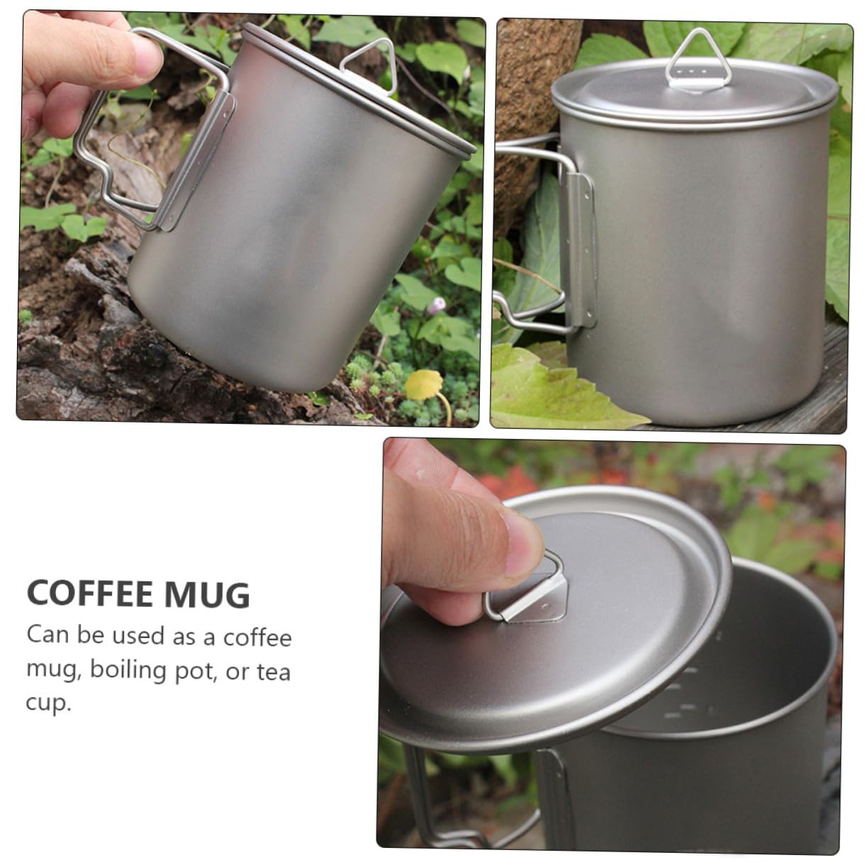 Tasse de Camping Pliable 750ml en Titane avec Couvercle