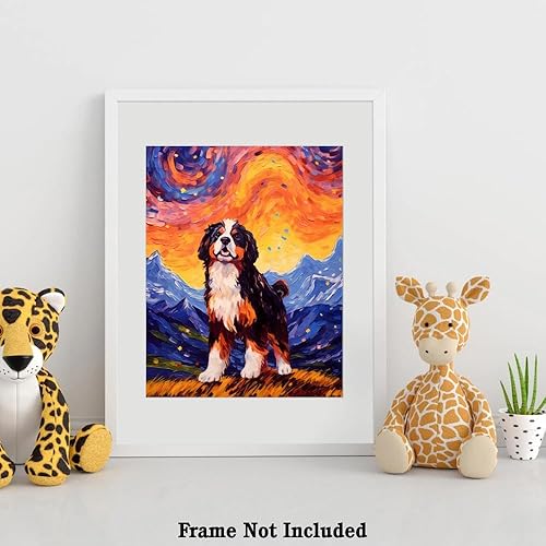 Miniatura 4 de Bestbuddy Pet 11x14 noche estrellada sin marco Berna perro de montaña mascota familia amigo paz pintura al óleo impresión arte impresión póster