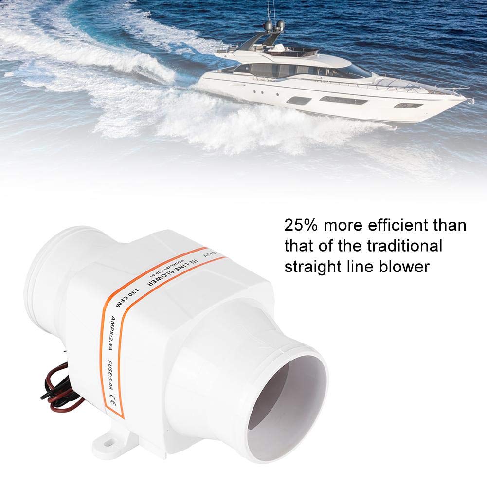 Soplador de aire de sentina marina, 3 pulgadas Soplador de aire de sentina marina en línea Ventilador de ventilación fuerte mudo para Yacht Boat RV(24V)