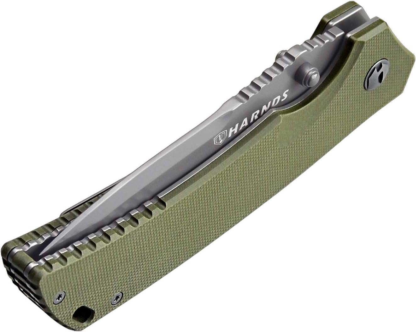 Harnds Warrior/General Tactical Folding Knife with D2 Steel Blade G10 Handle Flipper Opening (tanto point+gray titanium)