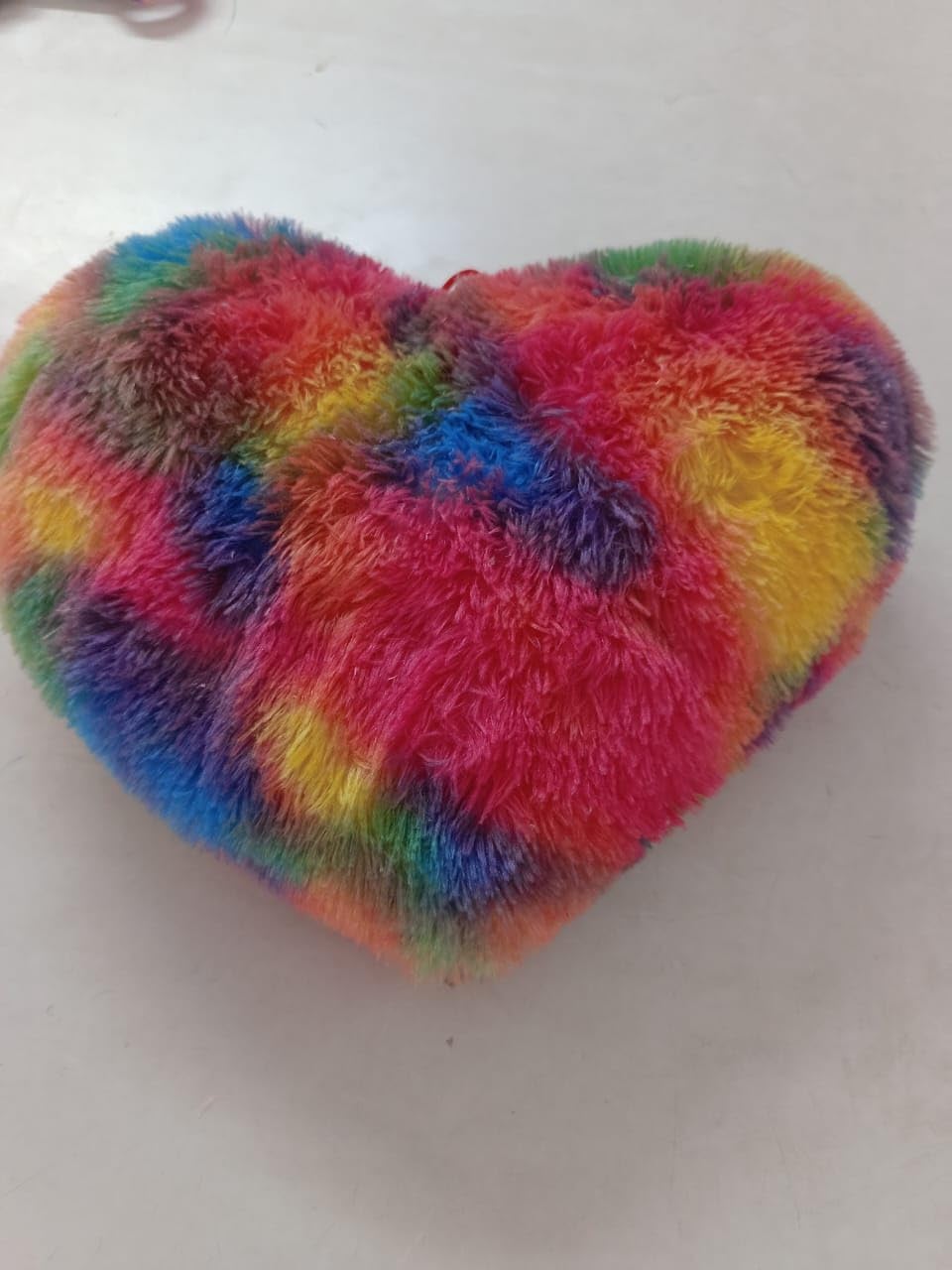 VJOY Enterprises Rainbow Heart Shaped Decorative Pillow, Plush Furry Material, Multicolor Design, 30 cm, Soft Texture, Animals Theme, Valentine's Day Gift-image-15