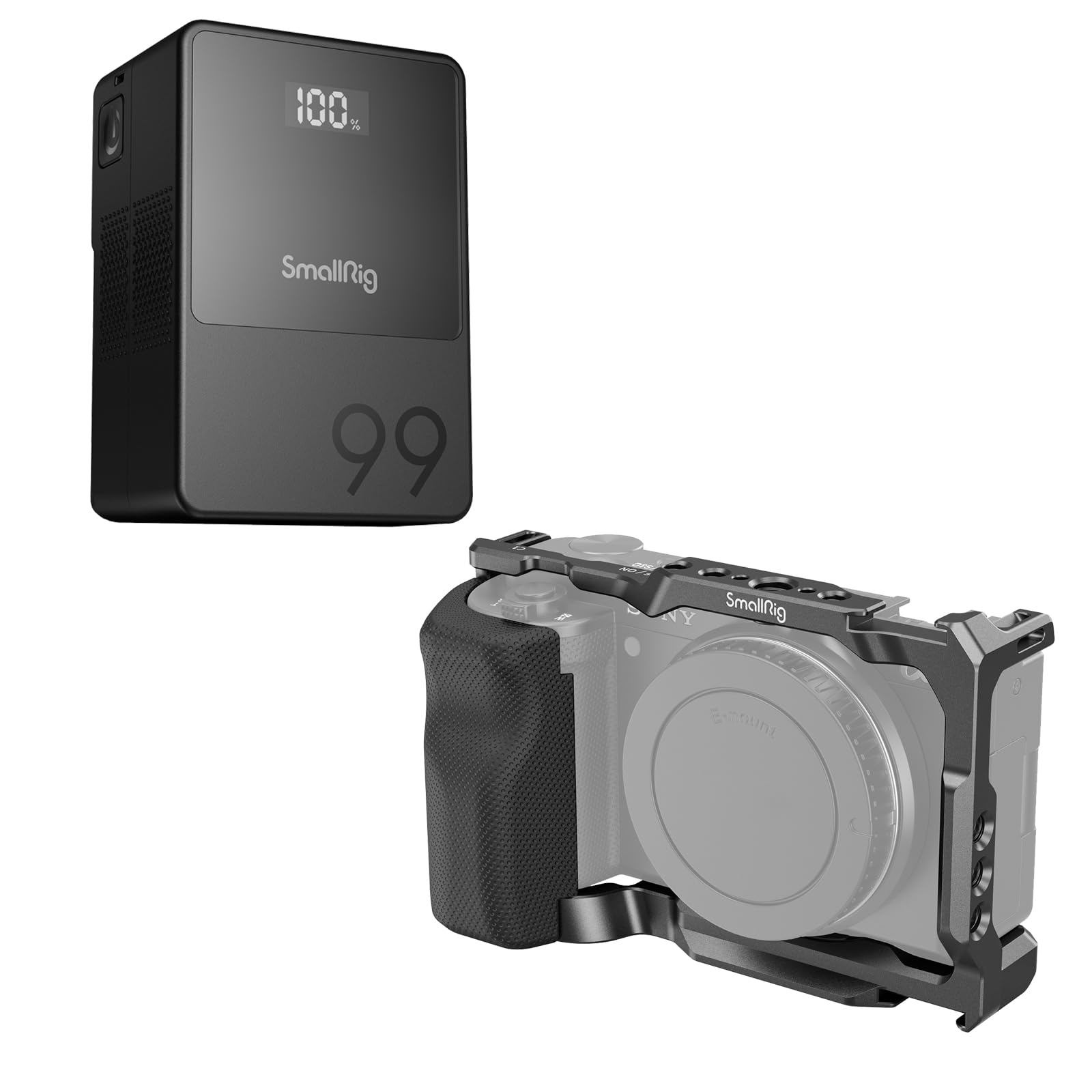 Bundle: SmallRig V-Mount Battery VB99 and SmallRig Cage for Sony ZV-E10