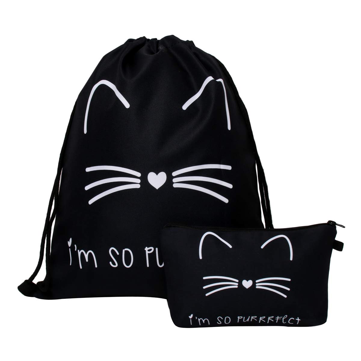 Drawstring Backpack Waterproof,2 piece set Loomiloo Printed Durable Rucksack Gym Bag