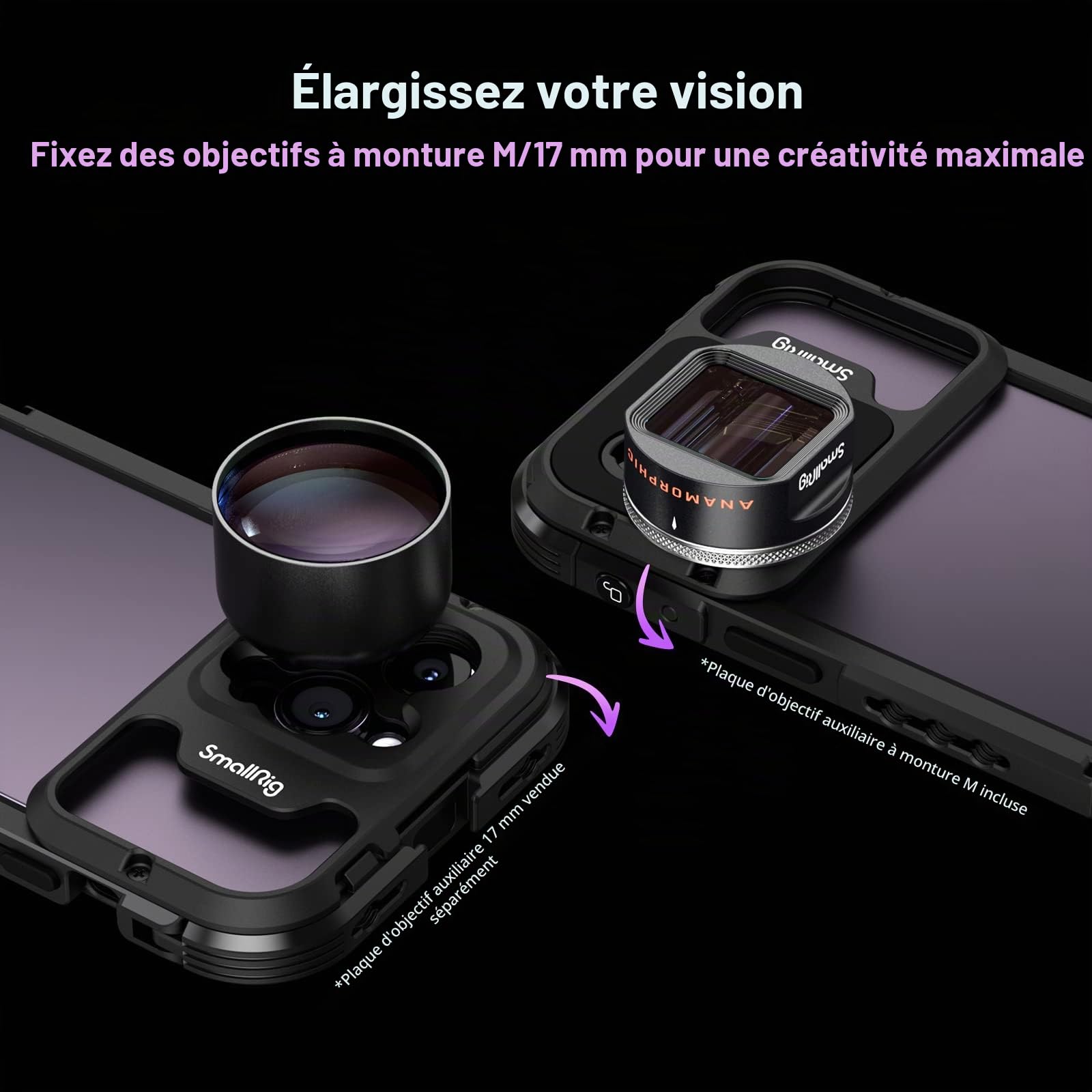 SMALLRIG Kit de Montage Vidéo pour iPhone 14 Pro Max avec Double Poignée de Contrôle sans Fil, Kit Vidéo Portable en Aluminium, Double Montage Vidéo pour Smartphone Portable - 4078