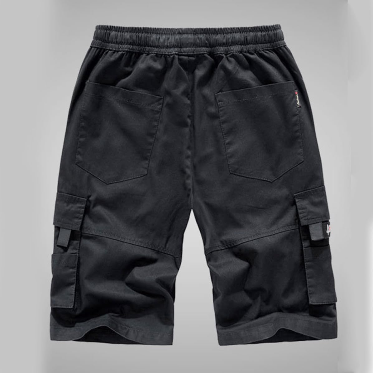 Cotton Utility Short Pants Black Men's with Adjustable Drawstring