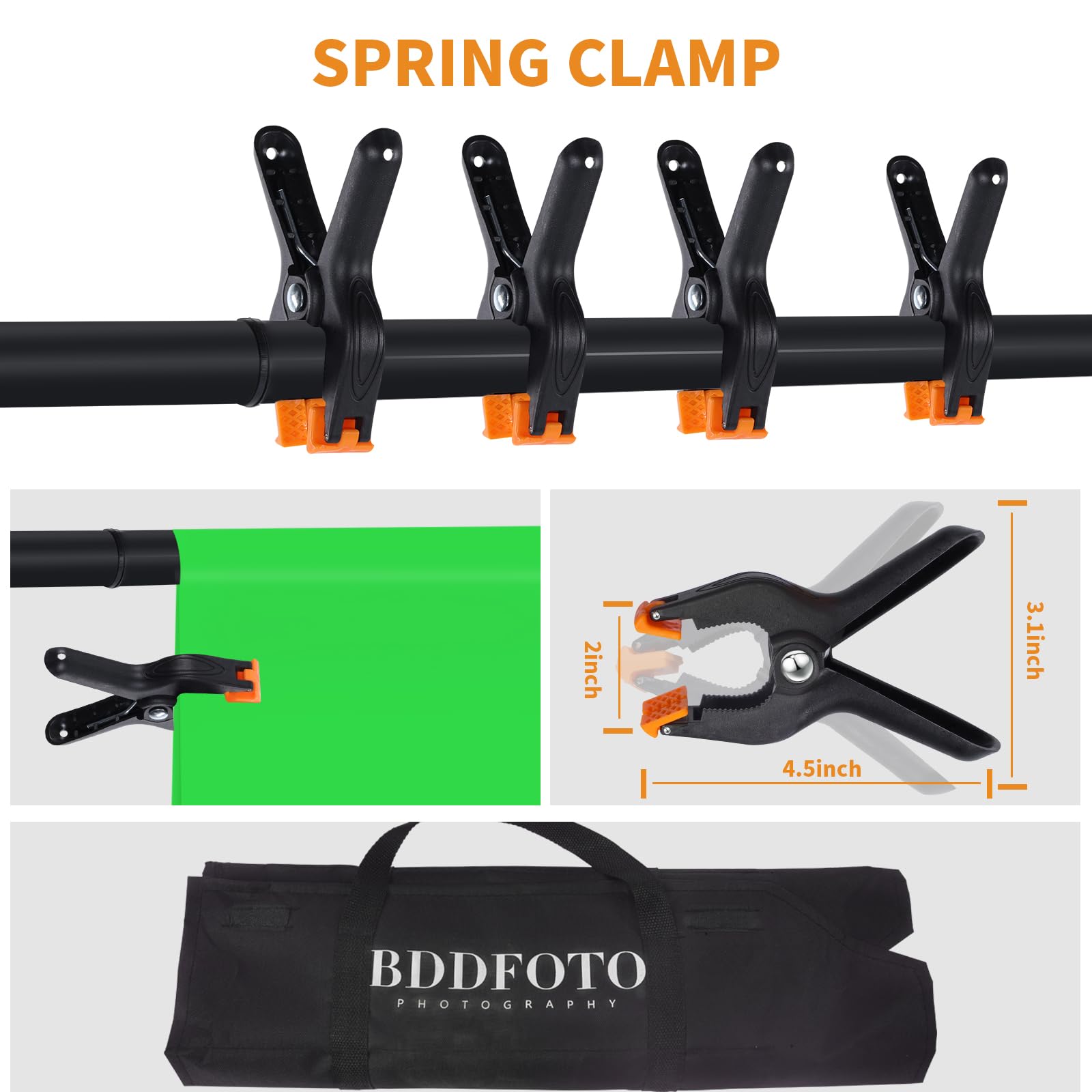 Soporte de fondo, nuevo sistema de fondo ajustable de 6,5 x 10 ft/2 x 3 m, kit para fotografía, estudio y fiesta, eventos, con bolsa de lona portátil