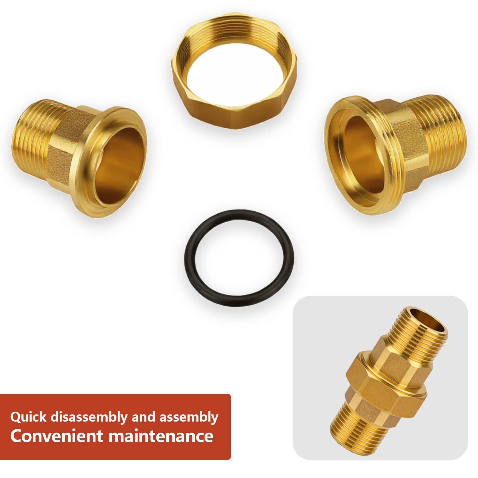 2 Stück Messing Verschraubung 3/4 Zoll, Verschraubung Konischdichtend, 3/4" AG/AG Messing Gewindefitting, DN20 Rohrverschraubung Gewindefitting (Außengewinde x Außengewinde, 3/4")