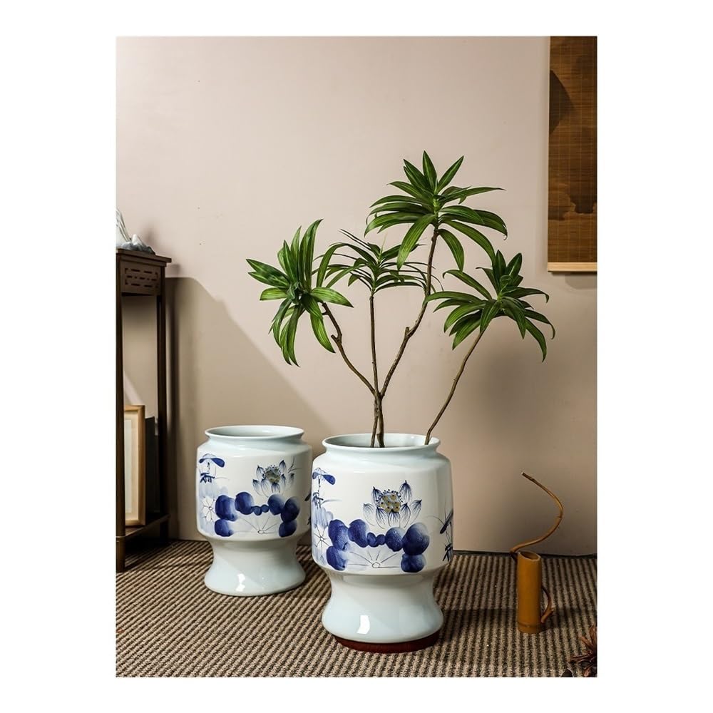 Doniczki Doniczka ceramiczna Jingdezhen z nóżkami w kolorze niebieskim i białym, malowana ręcznie, odporna na wysoką temperaturę