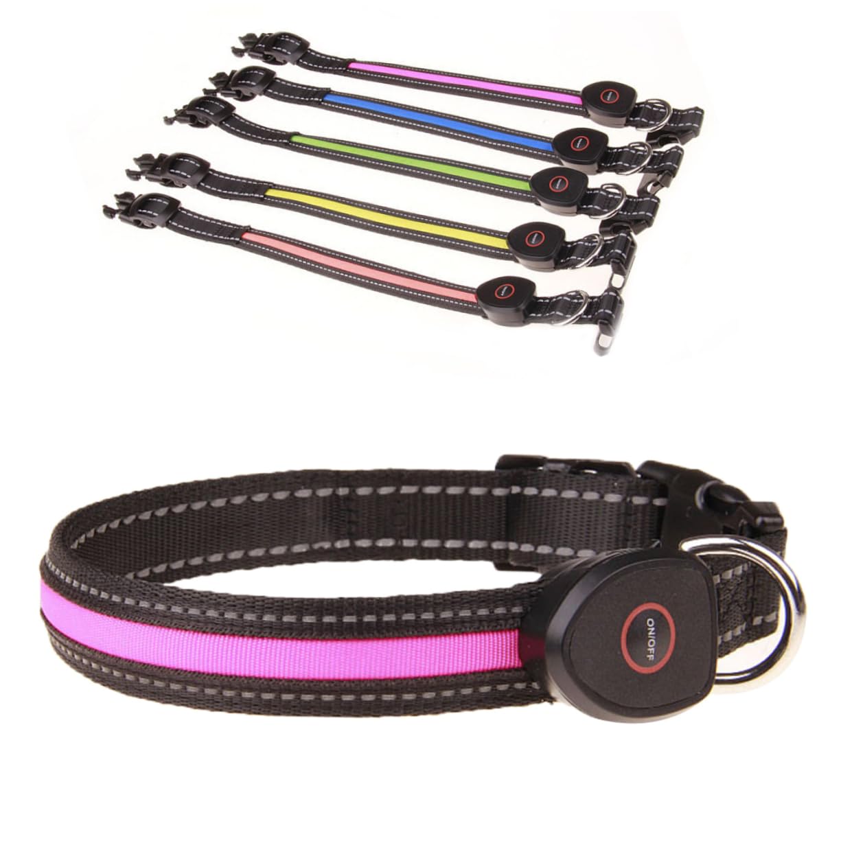 FRCOLOR Collar Circular Recargable para Perro con Luces Led Intermitentes 3 Unidades