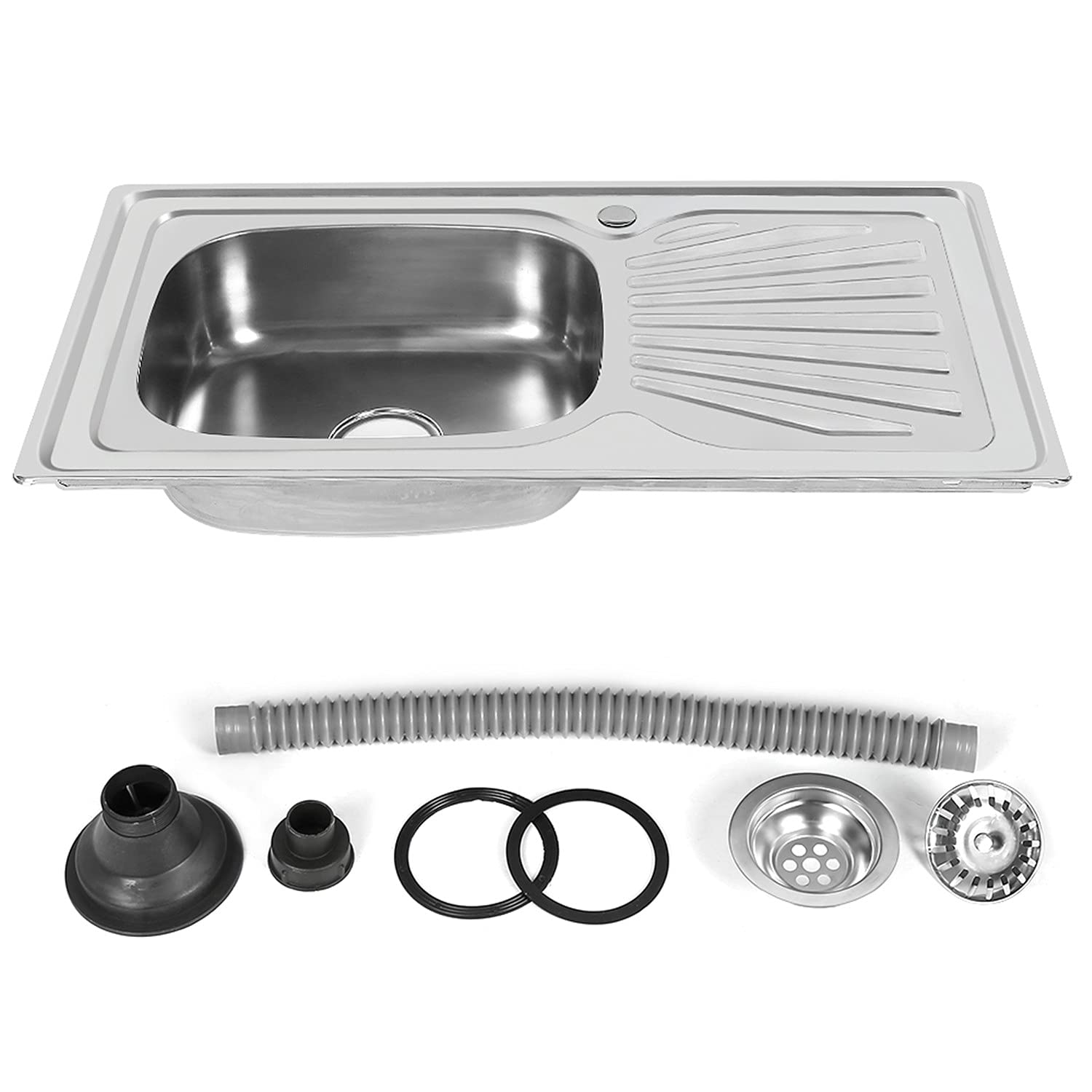 Fregadero, Fregadero 1 Cubeta, empotrado de acero inoxidable Cocina, Fregadero Sobre Encimera, fregadero inox pequeño,sobre encimera, bajo encimera o enrasado (90 * 50 * 15cm)