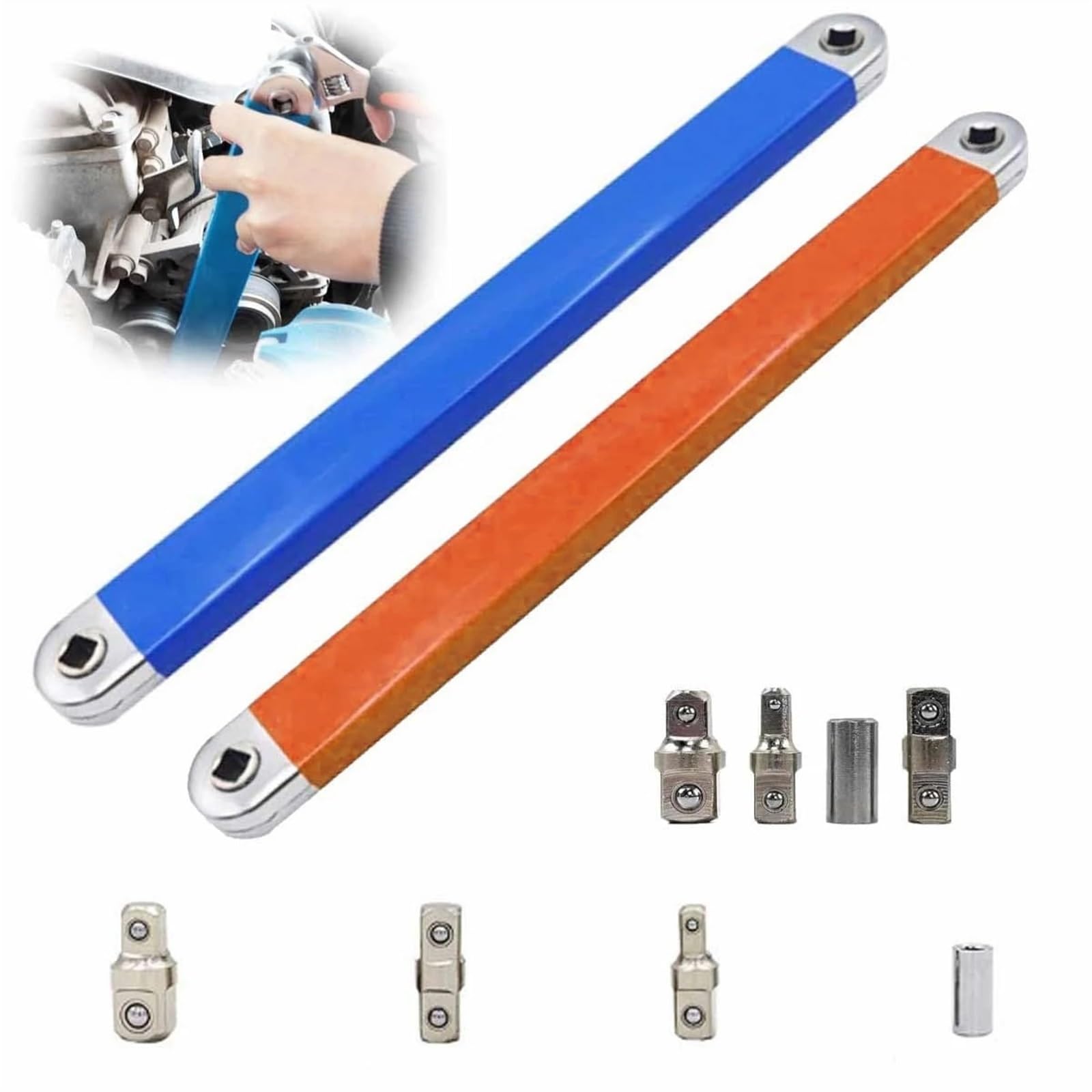 Ualxpao Blue Orange Offset Wrench Offset Extension Wrench Tight Reach For Space Work Tools For Tight Spaces For Automotive Repair(Blue Orange)