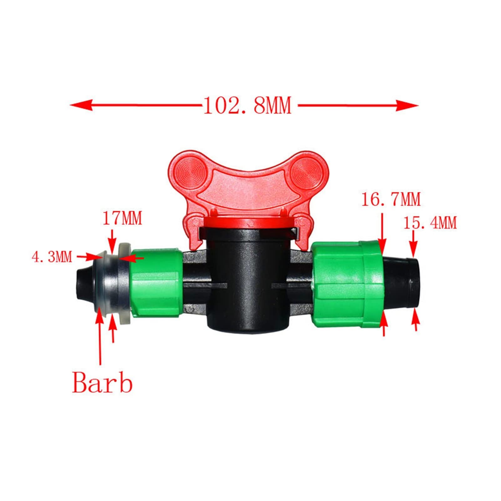 Conexión de agua de pulverización Cinturón de riego por goteo Válvula de riego Válvula de riego Válvula de agua Garden Grifo PE PVC Tornillo de conector de dos vías de púas 10pcs