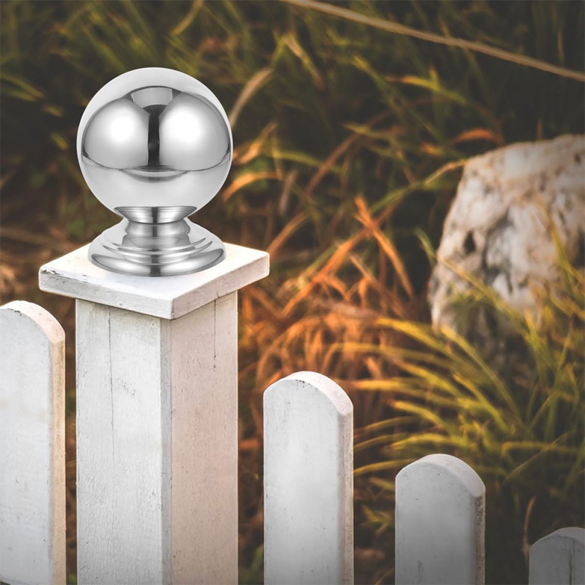Generic Garden Fence Ball Post Caps 38mm Hollow Metal Sphere Fence Finials Outdoor Yard Railing Decoration for Decking and Gate Accessories