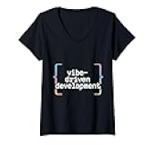 Womens Vibe Driven Development Code Brackets Programmer Tech V-Neck T-Shirt