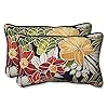 Pillow perfect tropic floral indooroutdoor accent throw pillow plush fill weather and fade resistant lumbar 115 x 185 blackgreen clemens 2 count  urban country home decor