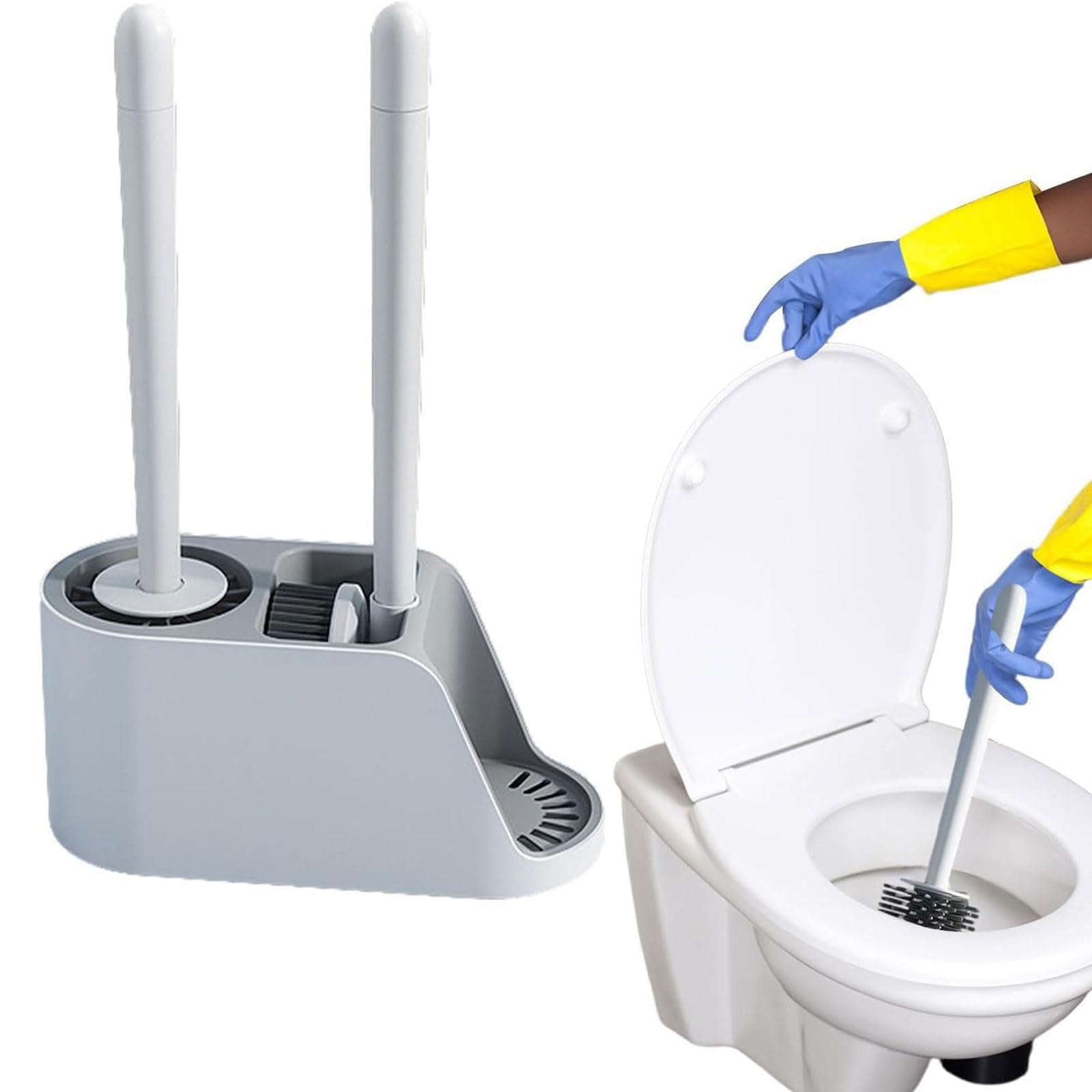 Juego de portaescobillas de Silicona para baño, Estropajo de Limpieza con Goma Suave TPR Reutilizable