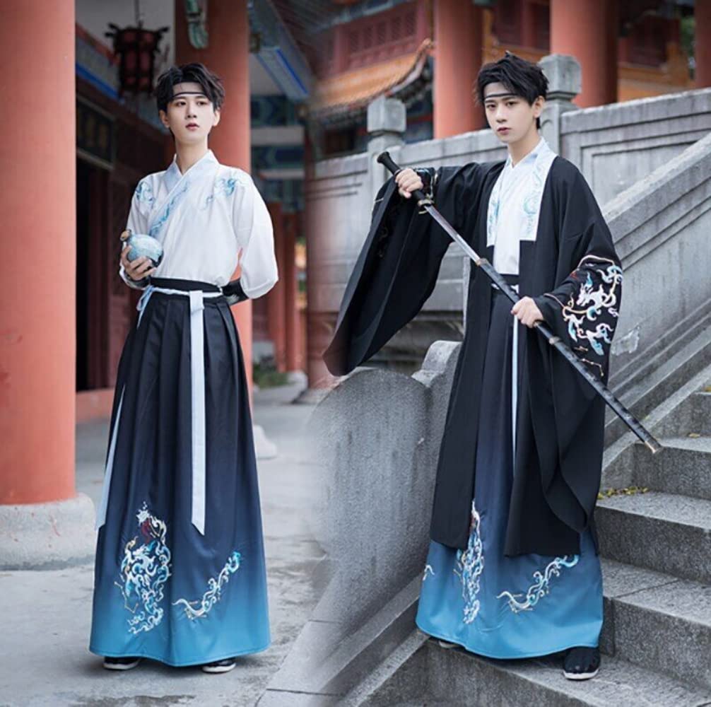 Sukienka Hanfu w stylu rycerskim, chińska sukienka Hanfu mężczyźni chiński starożytny haft Hanfu męski przebranie na karnawał Hanfu strój(4X Large)