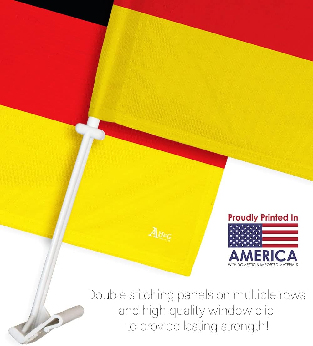 World Cup 2022 Germany Car Flag 2 PCS Country Bandera Para Carros Auto Decorations Small Banner For Window Decor Clip Pole Accessories FIFA Sports Fans Outdoor Football Soccer German Gifts Made In USA