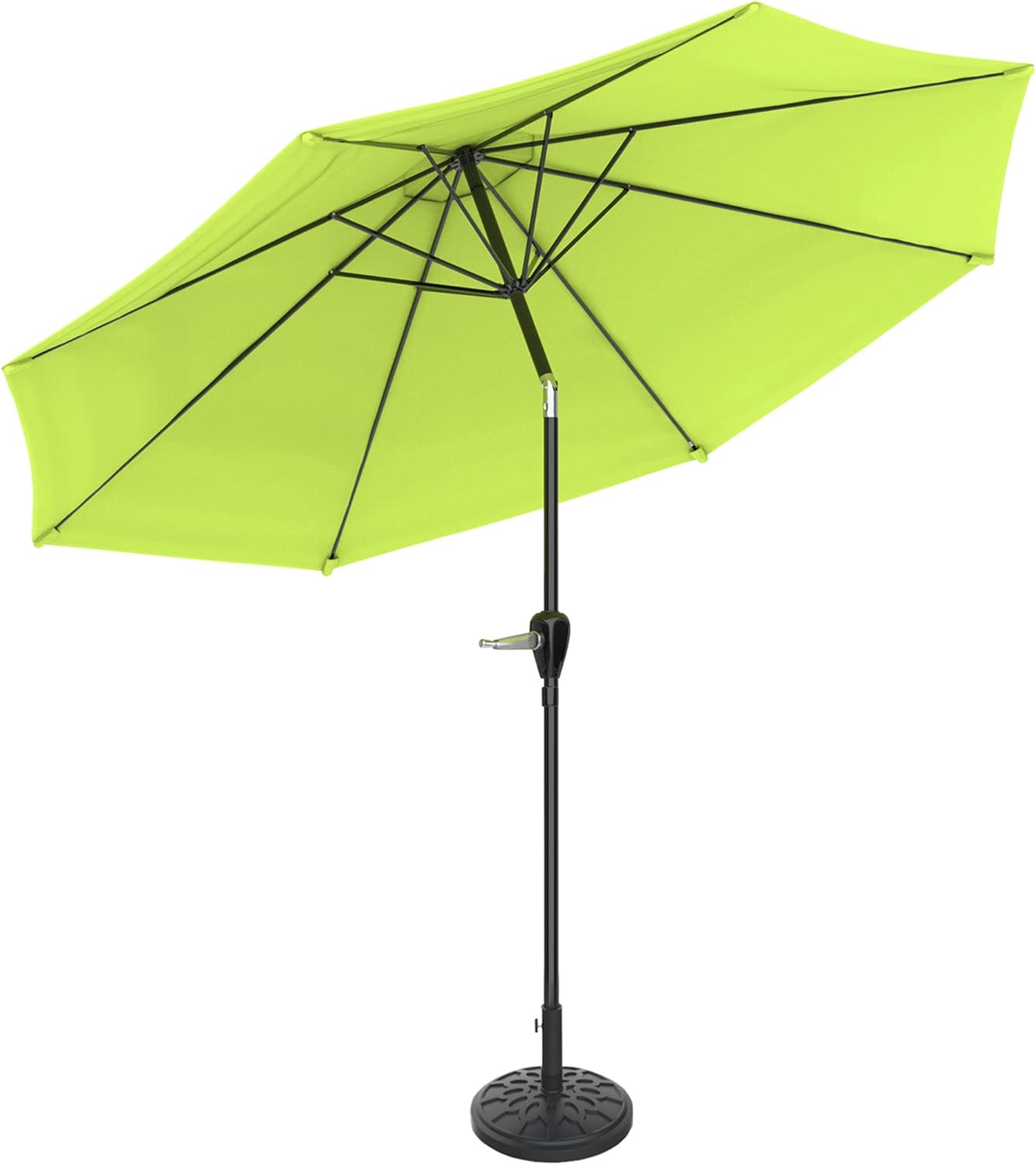 Pure Garden Patio Umbrella with Auto Tilt 10ft Easy Crank Sun Shade with 19lb Weighted Base for Deck, Outdoor Furniture, or Pool (Lime)
