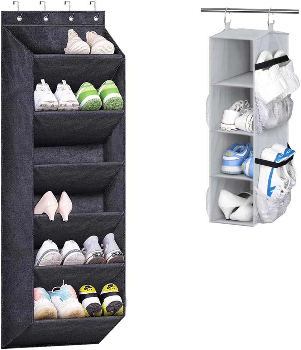 SLEEPING LAMB Shoe Rack for Door with Large Deep Pocket and Short Hanging Shoe Organizer for Closet or RV