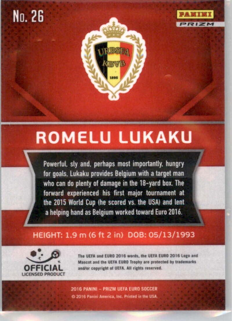 2016 Panini Prizm UEFA Euro Flash Prizms #26 Romelu Lukaku Belgium Official FIFA Soccer Card in Raw (NM or Better) Condition