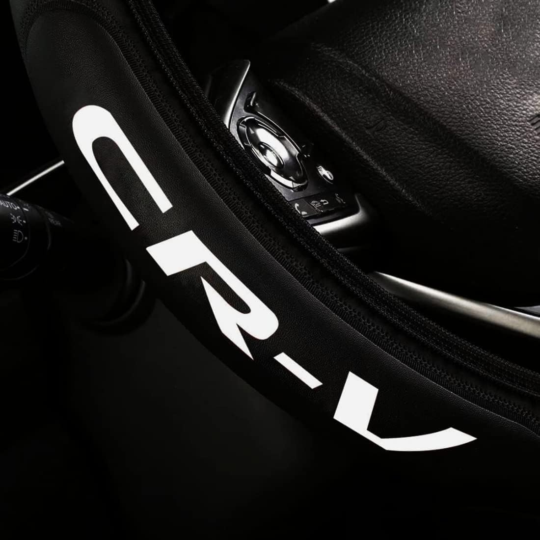 Leather Steering Wheel Cover with a Rubber Inner Ring fit for 14-15 Inch Breathable Lightweight Easy to Install Compatible with CRV(C1)