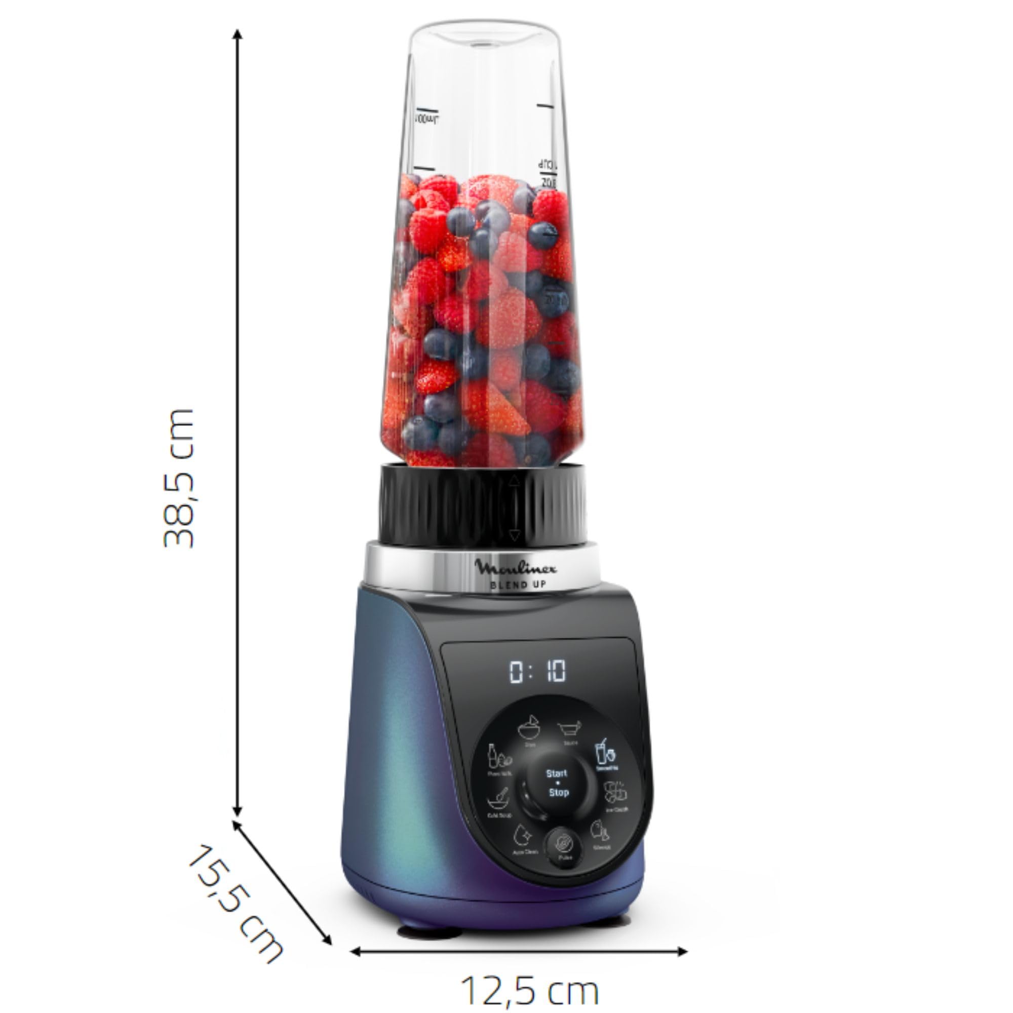 Moulinex Blend Up, Frullatore Potente, 1000 W, 8 Programmi Automatici, Lame Powelix, Pulizia Automatica, Contenitori da Viaggio, Tritaghiaccio, App Connessa, LM19H4