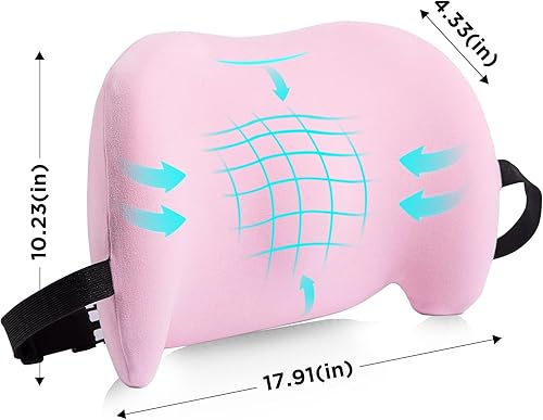 Vista 40 de Almohada de apoyo lumbar para silla de oficina, almohada lumbar de automóvil, alivio del dolor de espalda baja de espalda, cojín de espuma Negro