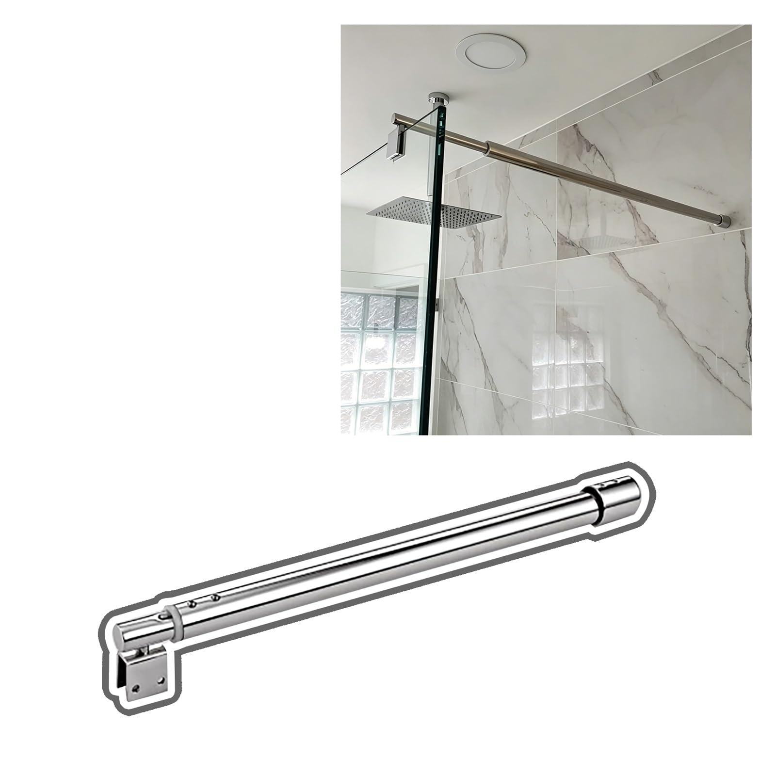 CHZDPP Anti-Loose Frameless Shower Door Support Rod, Telescopic Support Bar for Bathroom/Wet Room/Gym Restrooms, Stops Wobbling Wall-to-Glass Brace(Style B,39.4–47.2in/100–120cm)