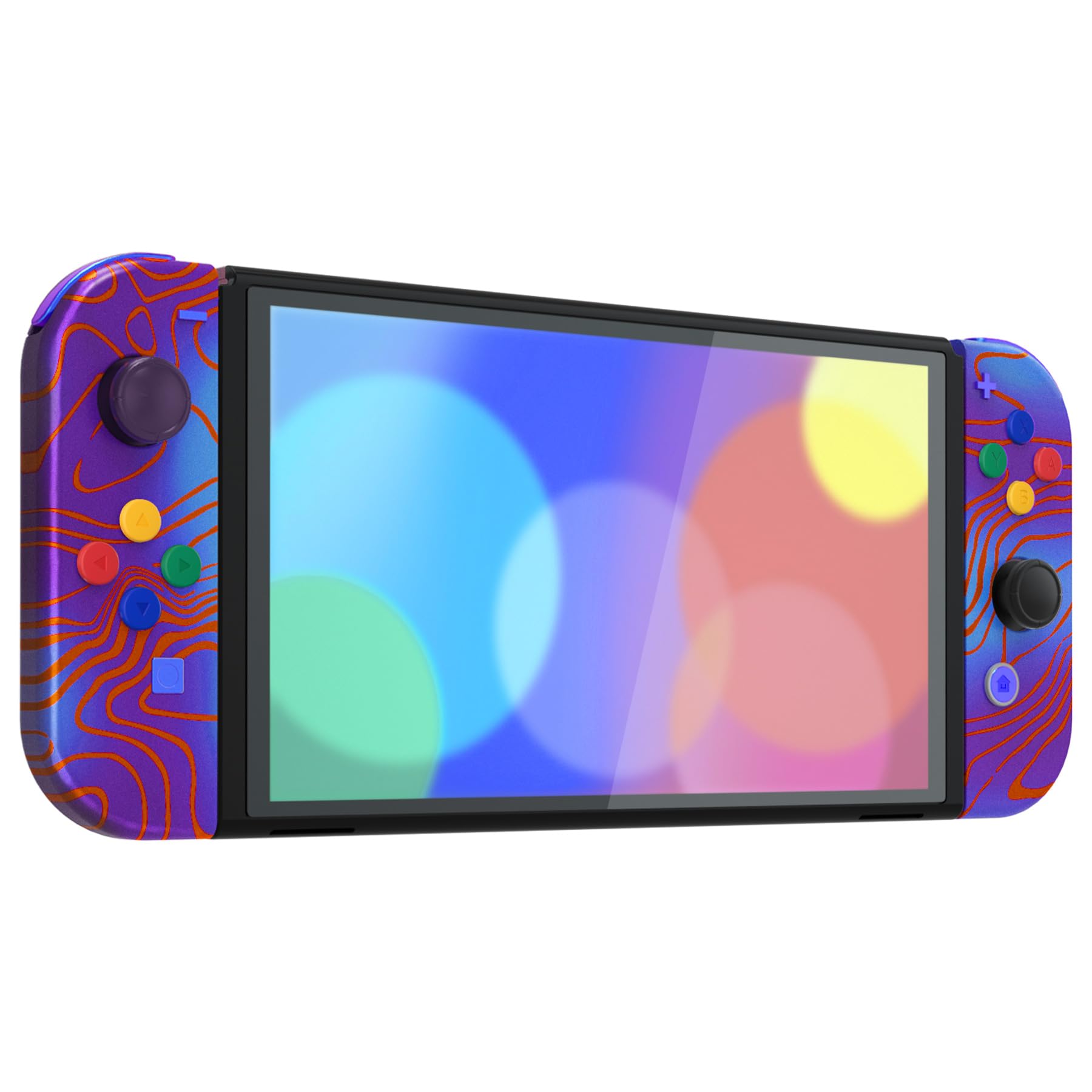 eXtremeRate Cover Tasti Pulsanti Ricambio per Nintendo Switch OLED Console Joycon,Custodia Posteriore Controller Scocca Supporto Shell KickStand per Nintendo Switch OLED-Damascuscamo