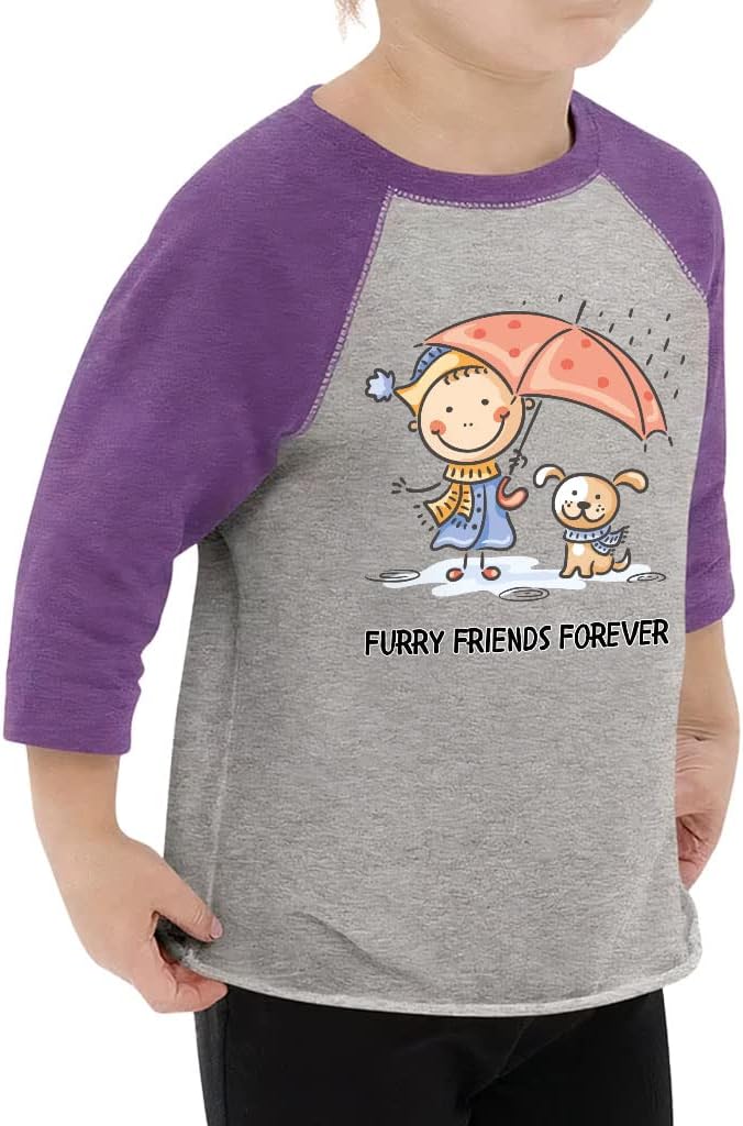 Furry Friends Toddler Baseball T-Shirt - Cartoon 3/4 Sleeve T-Shirt - Funny Kids' Baseball Tee