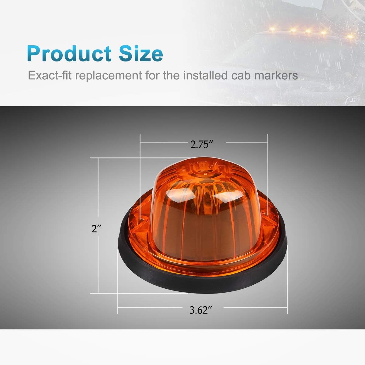 Partsam 5X Roof Running Cab Marker Light Amber Cover Lens/Base Compatible with C/K Series 1973 1974 1975 1976 1977 1978 1979 1980 1981 1982 1983 1984 1985 1986 1987 Pickup Truck
