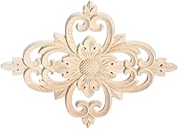 Vista 3 de MUXSAM Rhomb - Apliques de madera tallada para muebles, calcomanías de roseta de madera sin pintar, decoración central para puerta, pared, armario