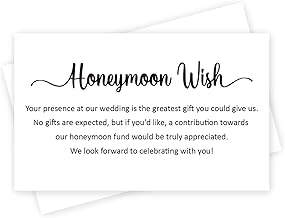 KONKAVA 50 Honeymoon Wish Cards, No Gifts Request Wedding, Wedding Invitation Insert Cards, Honeymoon Fund Wish Cards (3.5" x 2")