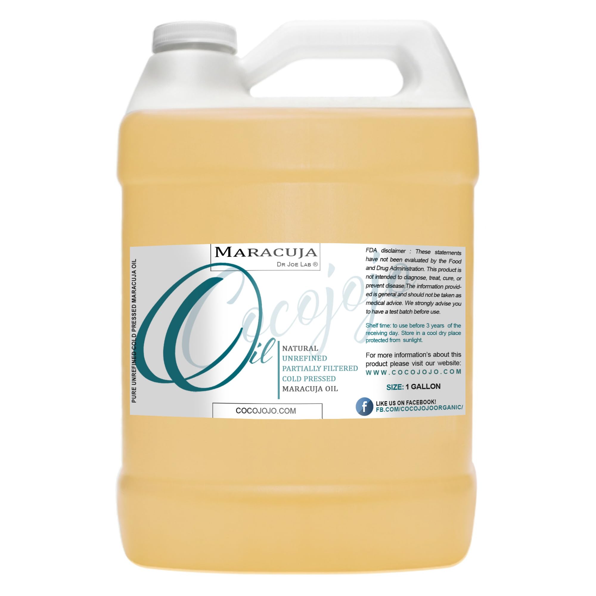 Dr Joe Lab Maracuja Oil - Pure, Partially Filtered, Cold Pressed, Non GMO, Passion Fruit Seed Bulk - 128 oz - 1 Gallon - for Skin, Hair, Nails, Body, Face & Beard