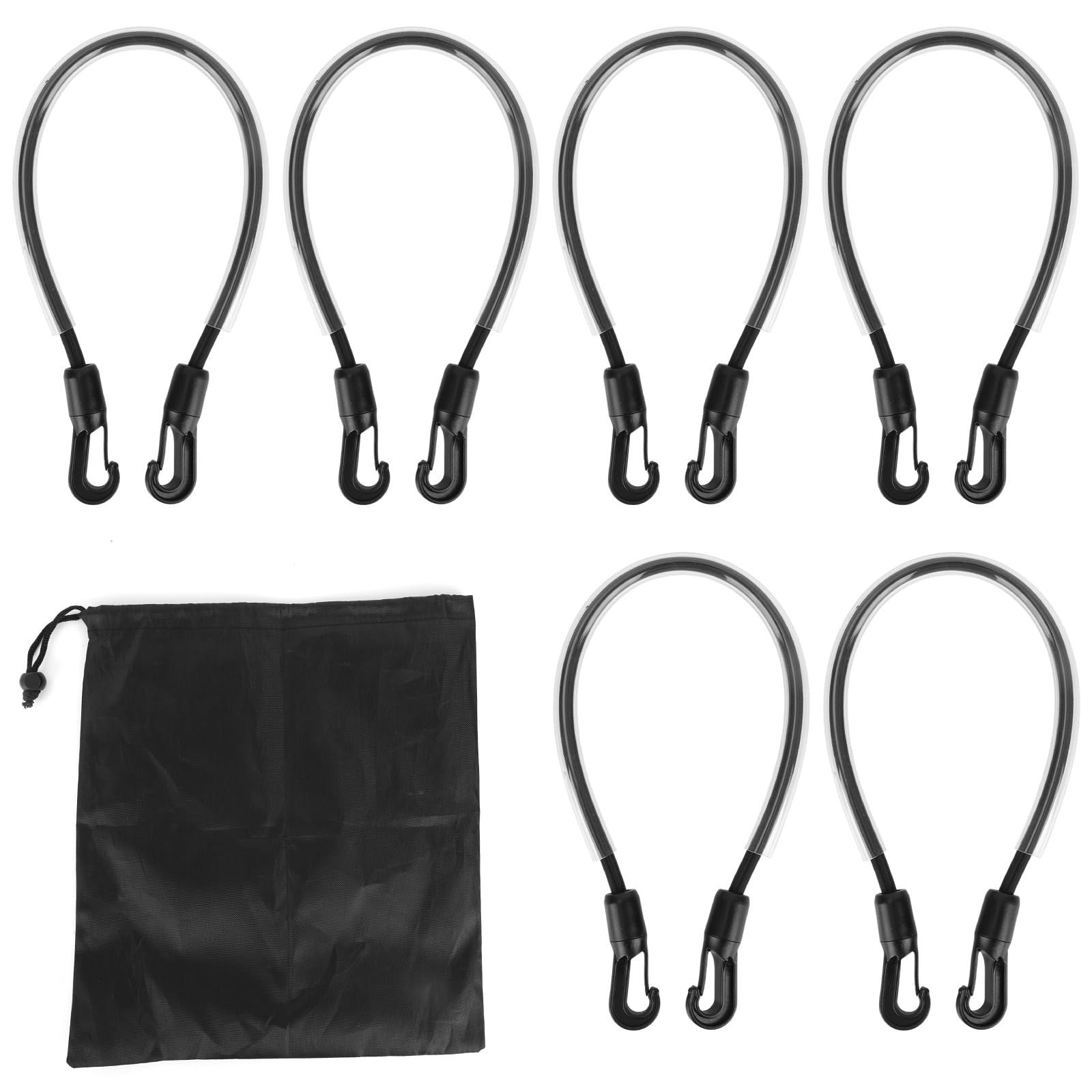 6pcs Sangles Cuisse pour Couvertures Cheval avec Sac Rangement, Sangle Queue Élastique Réglable 55cm avec Clips à Double Extrémité pour Couvertures et Draps d'Hiver Chevaux (Noir)