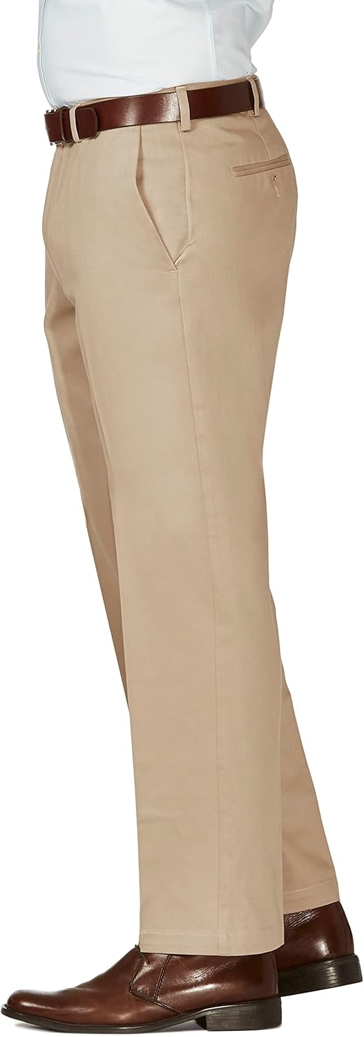 Haggar Men's Work to Weekend Hidden Expandable Waist Classic Fit Flat Front Pant - Image 3