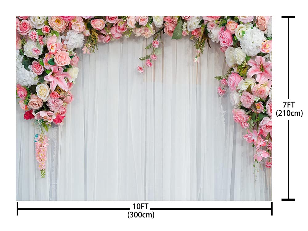 Aoihrraan 3 X 2 M Pink Blooming Backdrop Romantic Paper Flowers Floral - View #3
