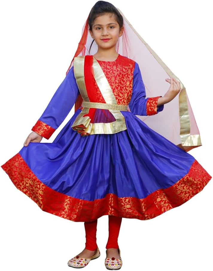 ITSMYCOSTUME Indian Classical Dance Kathak Anarkali,Tights Dupatta Kids Fancy Dress Costume…