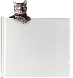 Retractable Pet Gate No Drilling - Extendable Mesh Barrier for Dogs & Cats, Portable Indoor Safety Gate for Stairs, Doorways, Hallways, Decks & Patio (White/110x78cm)