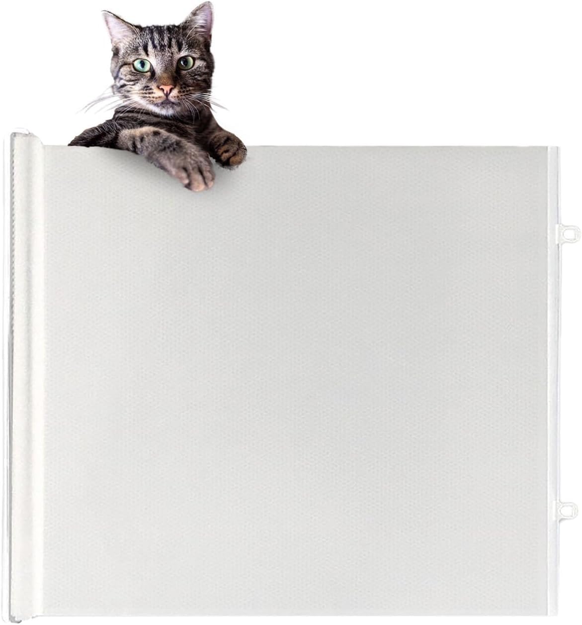 Retractable Pet Gate No Drilling - Extendable Mesh Barrier for Dogs & Cats, Portable Indoor Safety Gate for Stairs, Doorways, Hallways, Decks & Patio (White/110x78cm) - 1