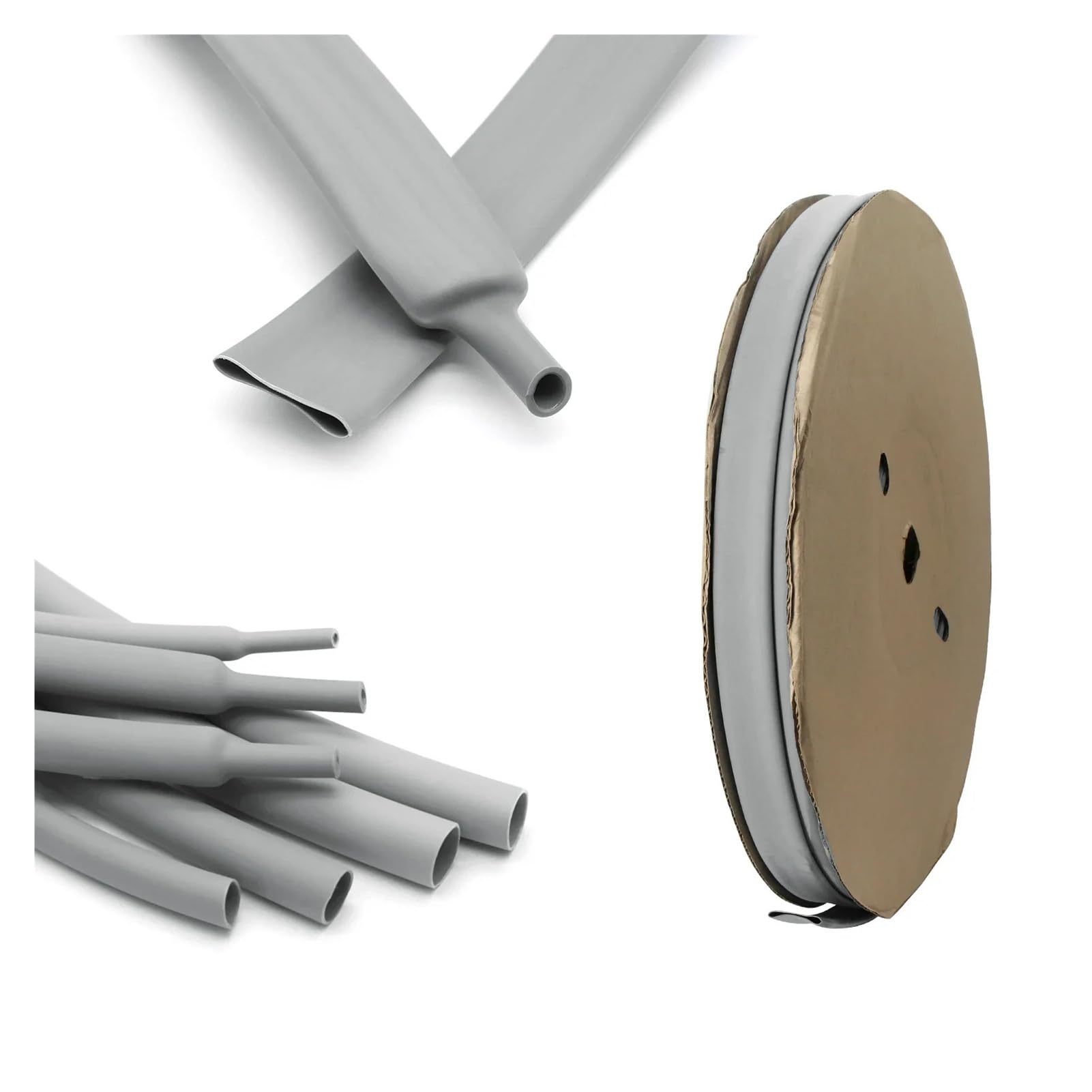 Gaine thermorétractable grise 3:1, 1 mètre, avec colle, 15,4 à 50 mm(50mm)
