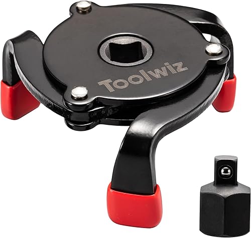 Toolwiz Llave de filtro de aceite universal de 3 mandíbulas, herramienta de extracción de filtro de aceite ajustable para quitar filtros de aceite